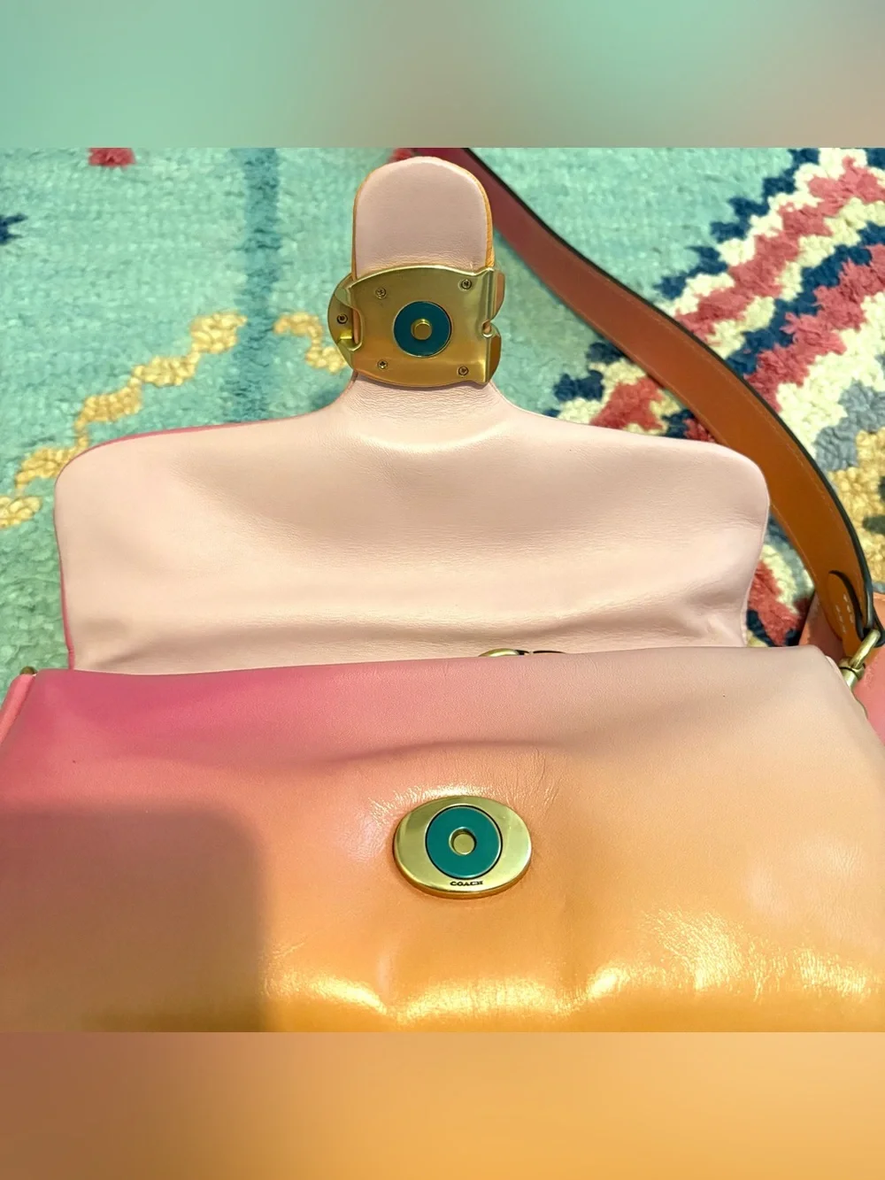 Coach Pillow Tabby 26 shoulder/crossbody bag in brass/petunia ombre